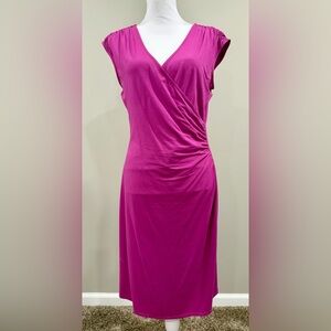 Fushia Pink Cross Over Sleeveless Dress